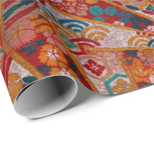Screens Oriental Fabric Wrapping Paper