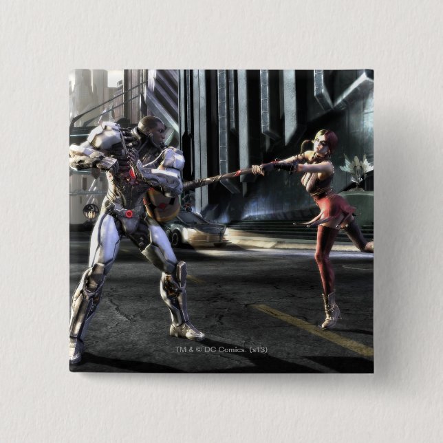 Screenshot: Cyborg vs Harley 15 Cm Square Badge (Front)