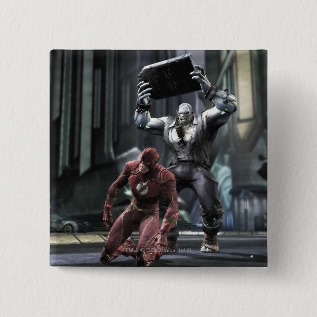 Screenshot: Flash vs Grundy 15 Cm Square Badge (Front)