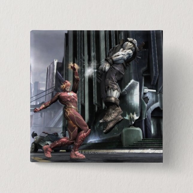 Screenshot: Flash vs Grundy 3 15 Cm Square Badge (Front)