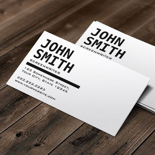 Screenwriter Black & White Minimalist Business Card