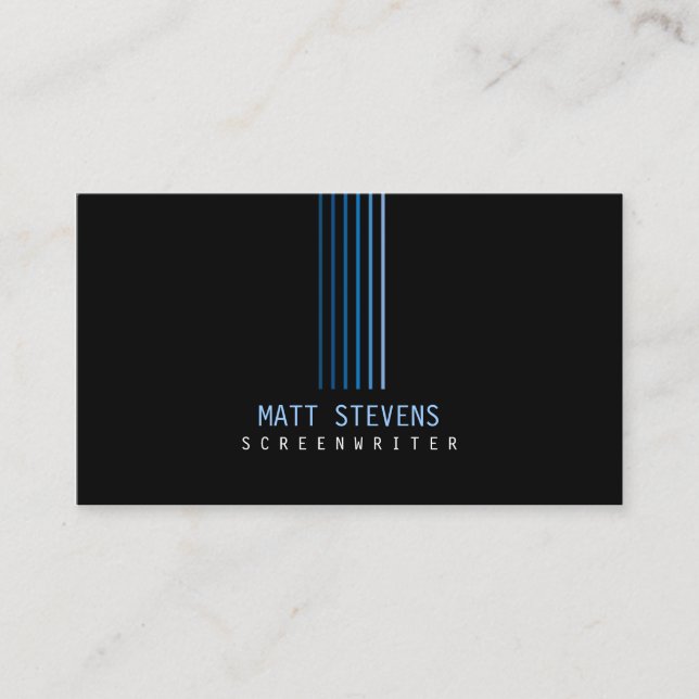 Screenwriter Business Card Blue Beams (Front)