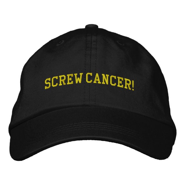 Screw Bladder/Bone Cancer Yellow Block Letters Embroidered Hat (Front)