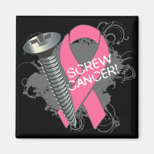 Screw Cancer - Grunge Breast Cancer Magnet