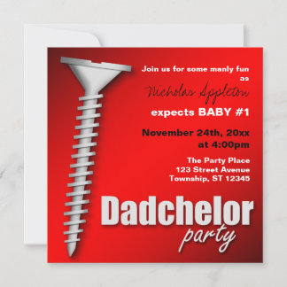 Screw(d) Red Dadchelor Party Invitations