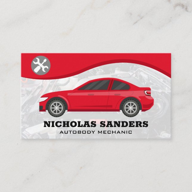 Screw Driver and Wrench | Red Car Business Card (Front)