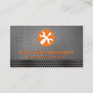 Screw Driver Wrench Metal Background Steel Business Card