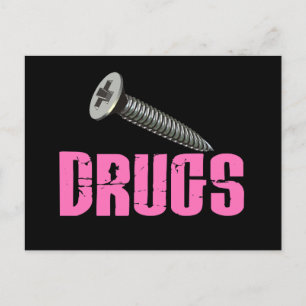 Screw Drugs Pink Postcard
