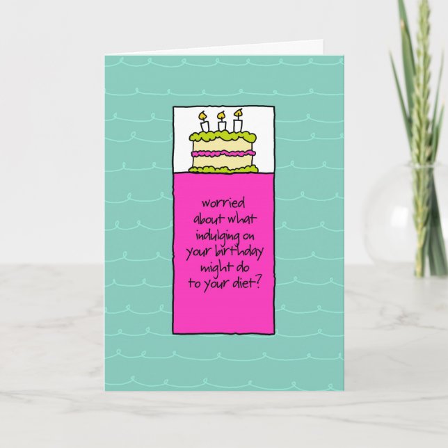 Screw the Carbs Birthday Cake Card (Front)