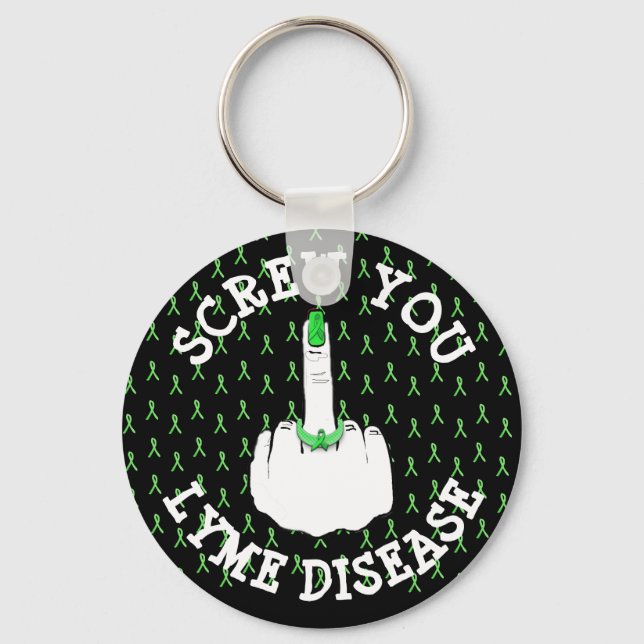 Screw You Lyme Disease Middle Finger Keychain (Front)