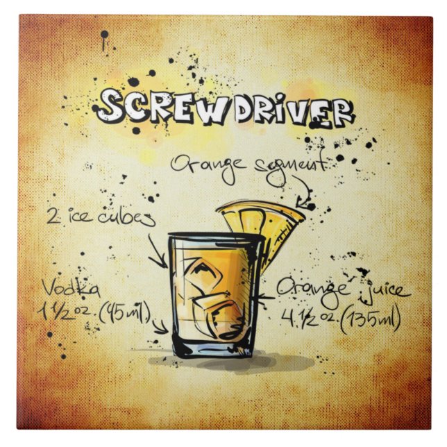 Screwdriver Cocktail Recipe Gold Bar Tile (Front)