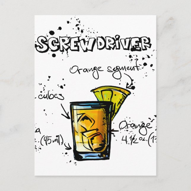 Screwdriver Cocktail Recipe Postcard (Front)
