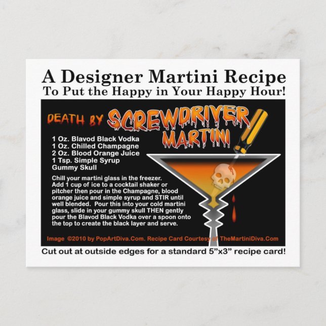 Screwdriver Halloween Martini Recipe Postcard (Front)