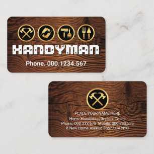 Screwed HANDYMAN Tools On Wood Business Card