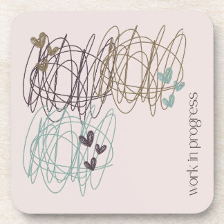 Scribble and hearts - i'm a work in progress coaster