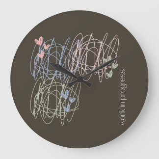 Scribble and hearts- Work in Progress Large Clock