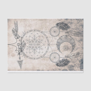 Scribble arrow mandala distressed moon sketch tissue paper