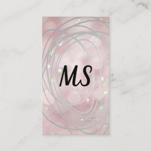 Scribble Artistic Monogram Pink Boke Business Card