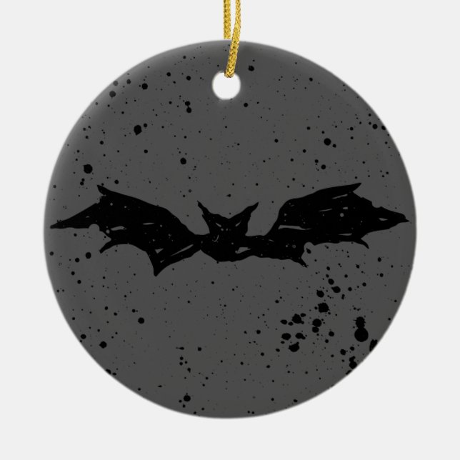 Scribble Bat Ceramic Tree Decoration (Front)