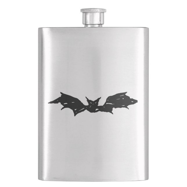 Scribble Bat Hip Flask (Front)