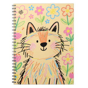 Scribble Cat Notebook Soft Cream Yellow