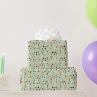 Scribble Cat Wrapping Paper Green