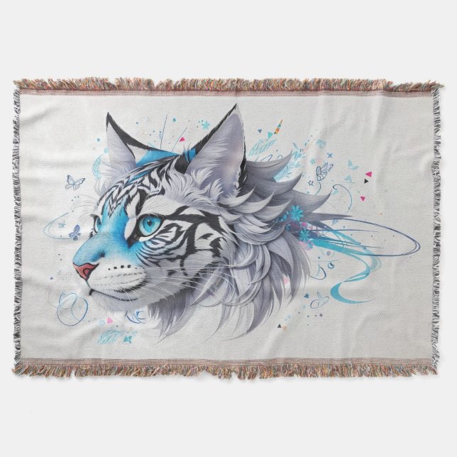 scribble design of a tiger throw blanket (Front)