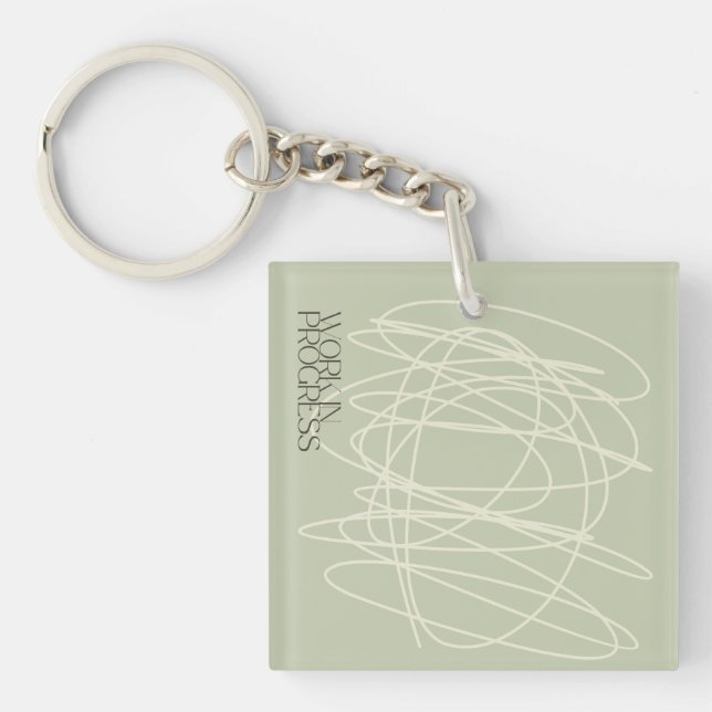 Scribble design - we are all a work in progress key ring (Front)