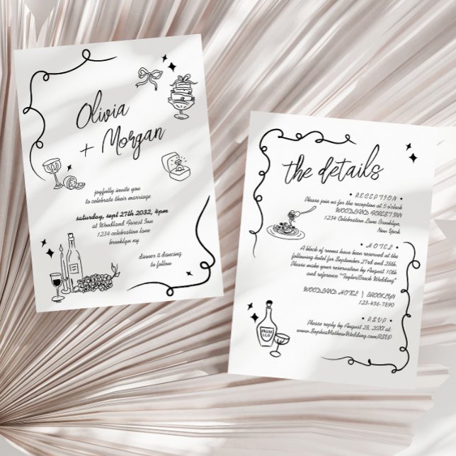 Scribble Doodle All in one Wedding Invitation (Creator Uploaded)