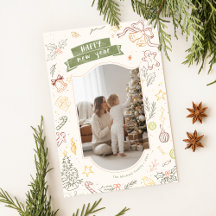 Scribble Doodle Whimsical Family Christmas Photo