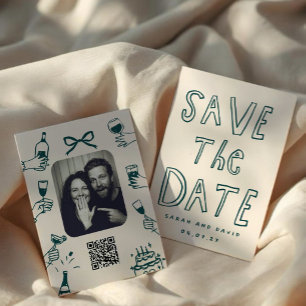 Scribble Funny Doodle Save the date Invitation