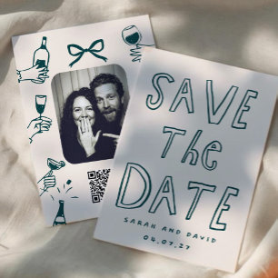 Scribble Funny Doodle Save the date Invitation