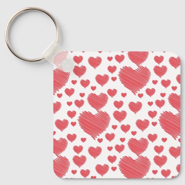 Scribble Hearts Key Ring (Front)