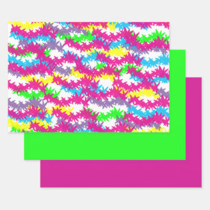 Scribble Jacks Neon Design Wrapping Paper Sheet