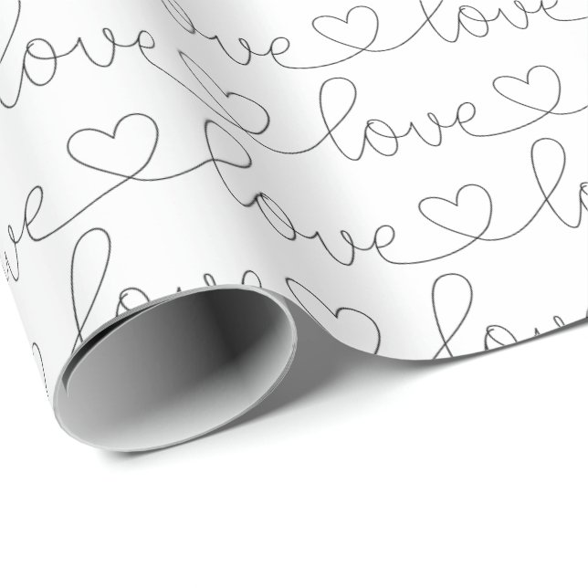 Scribble Love | Black and White Wrapping Paper (Roll Corner)