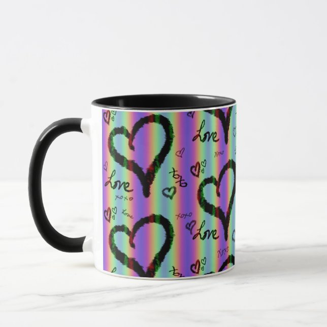 Scribble Love Xoxo Heart Stripe Mug (Left)