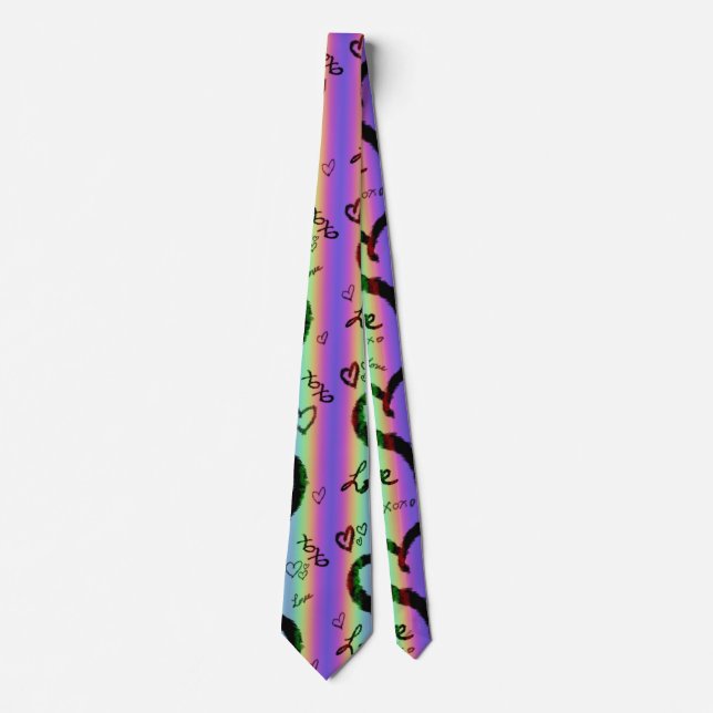 Scribble Love Xoxo Heart Stripe Neck Tie (Front)