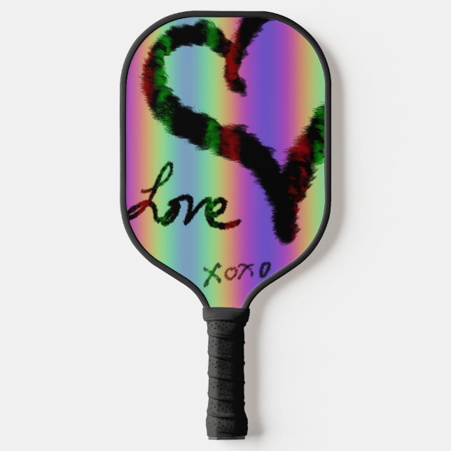 Scribble Love Xoxo Heart Stripe Pickleball Paddle (Front)