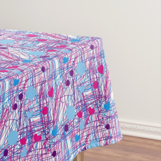 Scribble Pink Blue Trending Tablecloth (In Situ)