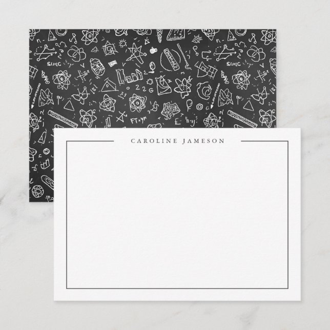 Scribble Science Teacher Doodle Black & White Card (Front/Back)