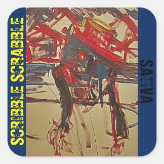 SCRIBBLE SCRABBLE SATIVA SQUARE STICKER
