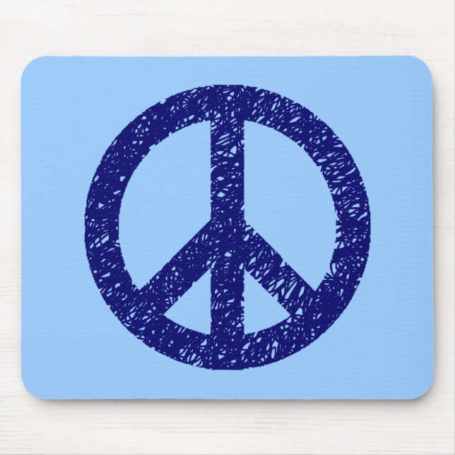 Scribble Stencilled Peace Symbol Mouse Pad (Front)