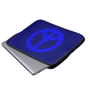 Scribble Stencilled Peace Symbol - Shades of Blue Laptop Sleeve