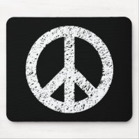 Scribble Stencilled Peace Symbol - White on Black