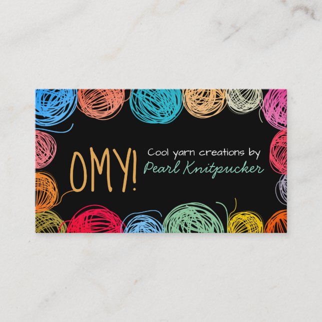 Scribble yarn knitting crochet homespun business card (Front)