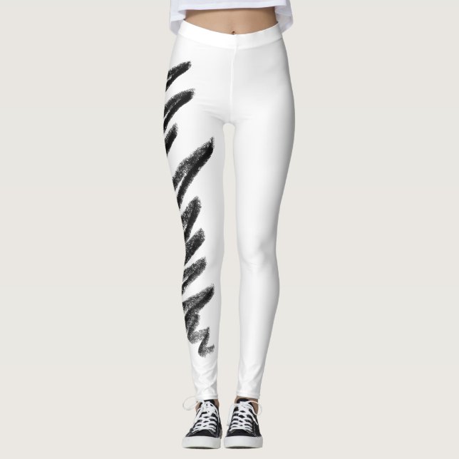 Scribble Yoga Pants, Black and White Leggings (Front)