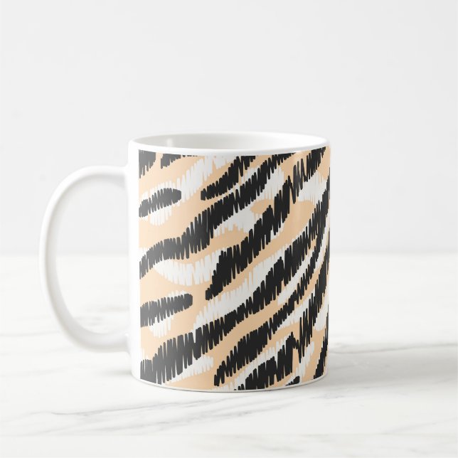 Scribble Zebra Leopard: Vintage Fur Coffee Mug (Left)