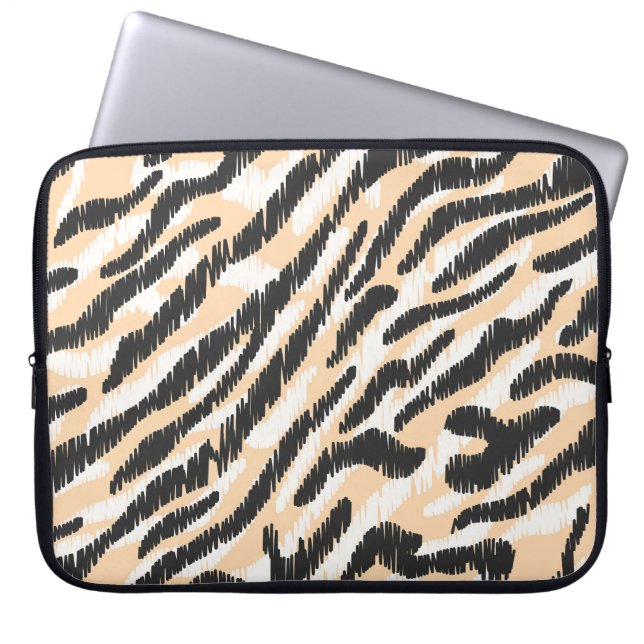 Scribble Zebra Leopard: Vintage Fur Laptop Sleeve (Front)