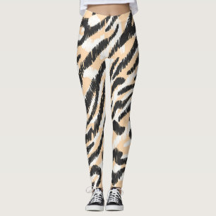 Scribble Zebra Leopard: Vintage Fur Leggings