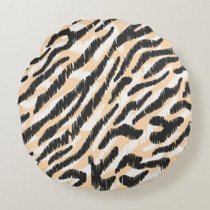 Scribble Zebra Leopard: Vintage Fur Round Cushion
